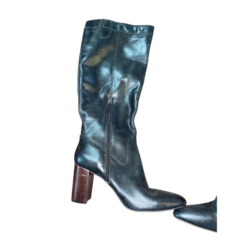 Vince Camuto Tall Boots Womens 8.5 Black Pointed Toe Block Heel Zip - Picture 5 of 5